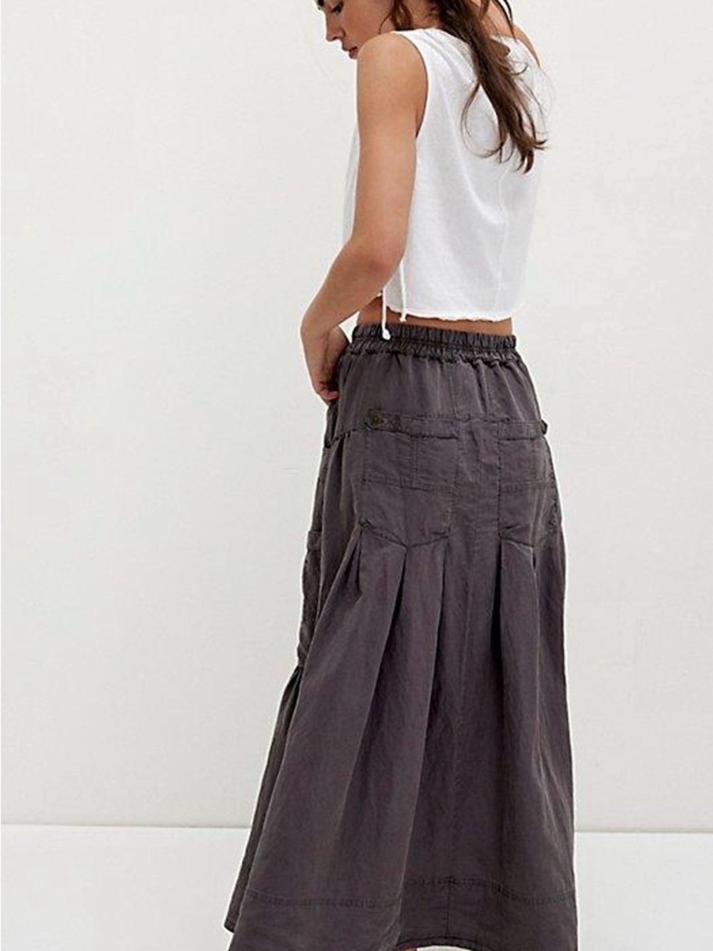 Free People Charcoal Tiered Maxi Skirt - Picture 2 of 7